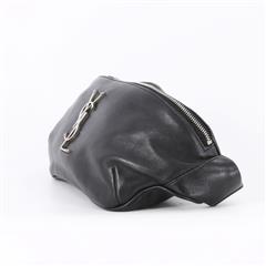 YVES SAINT LAURENT Classic Black Leather Monogram Women Belt Bag